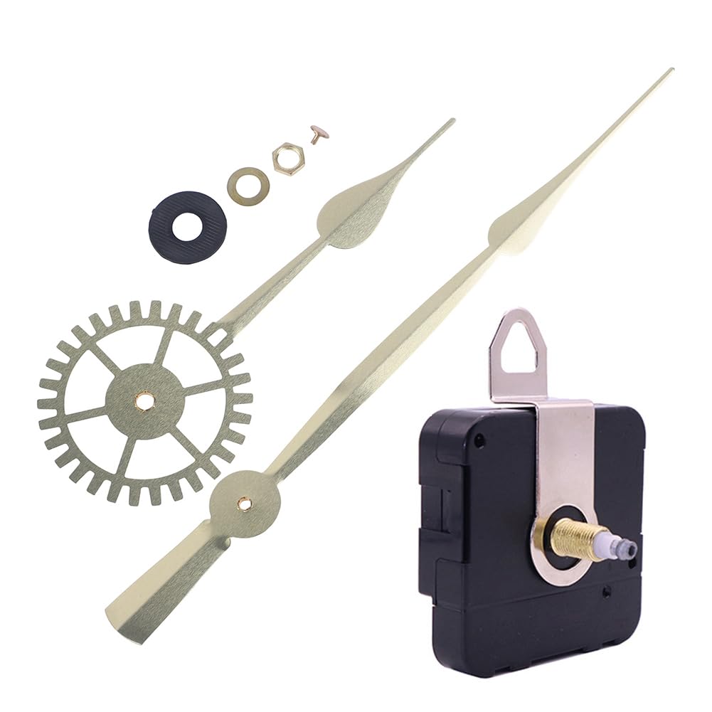 DIY Large Wall Clock Movement, Motor Movement Large Long Hands Kit, Silent Quartz Clock Mechanism Movement Kits, High Torque ClockMovement Replacement Repair (Gold 1)