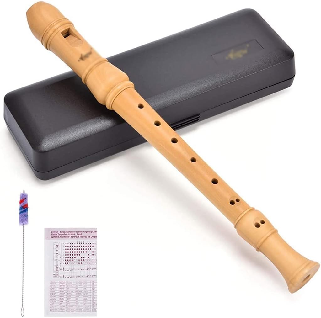 Maple Wood Professional C Key Soprano Recorder Flute 3 Piece or Blockflute with Hard Case