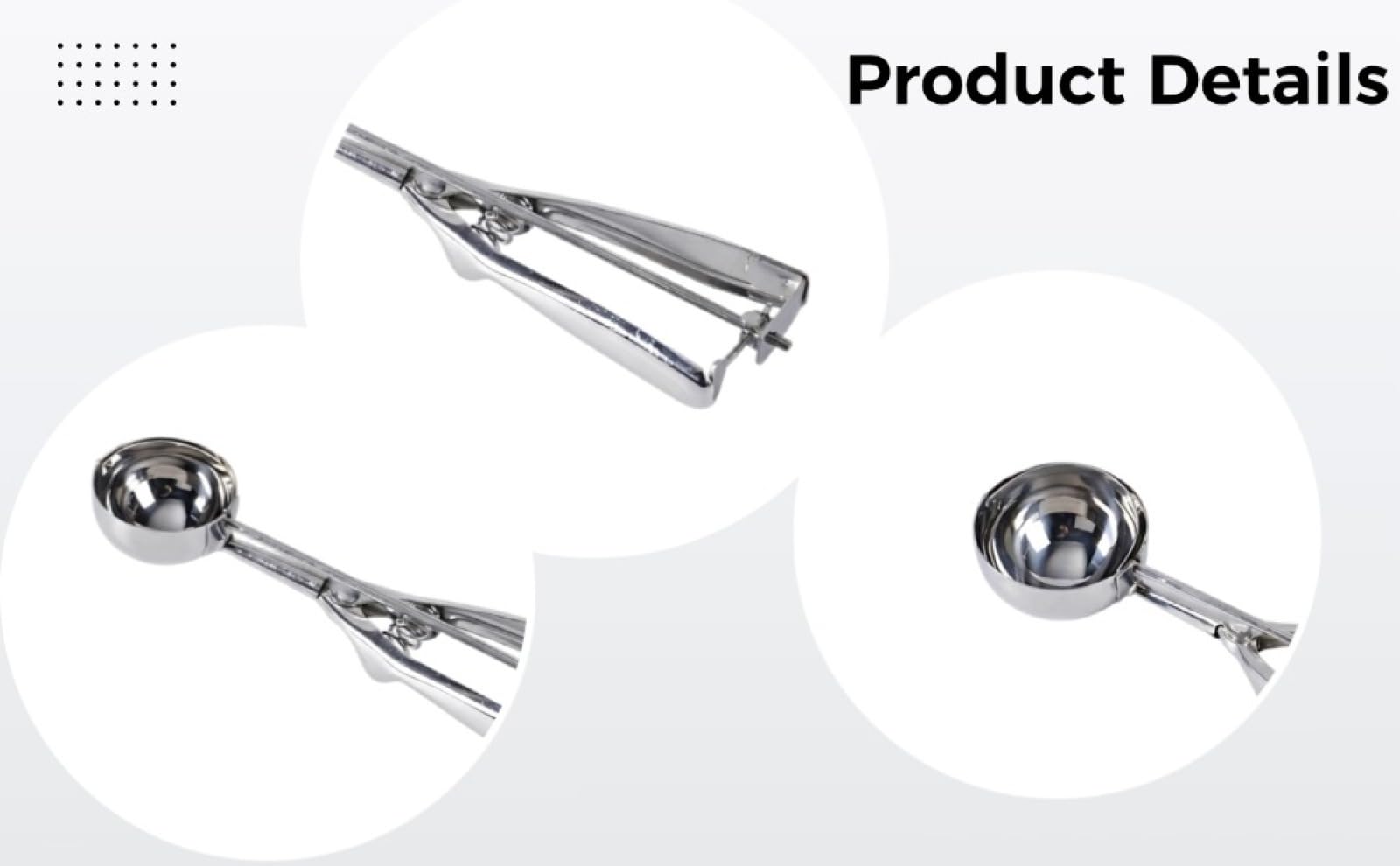 Lot de 3 cuillères à glace en acier inoxydable, grandes, moyennes et petites, cuillère à boules pour fruits, manche ergonomique pour glace, fruits et pâte à cookies, facile à nettoyer