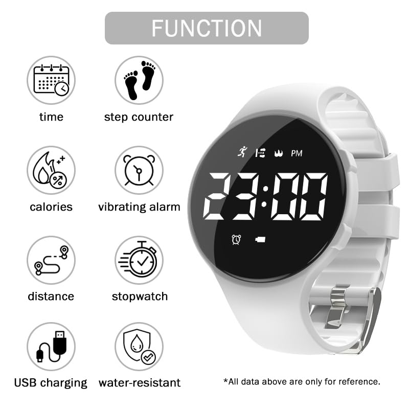 CNBRO Fitness Watch (No Need App) Pedometer Watch for Calories, Distance, Step Counter for Walking Mens Womens Digital Watch Waterproof Sports Watch Fitness Tracker Without Smartphone