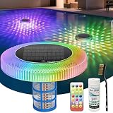 Ionizador de piscina solar – Ionizador de piscina de cobre con iluminación RGB multicolor – Purificador y clarificador de agua flotante automático, ionizador de cobre impermeable para piscinas
