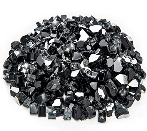 Yohib 10 Pound Fire Glass For Propane Fire Pit, 1/2-Inch Reflective Fireplace Glass Rocks For Fire Pit Table, Gas Fire Pit Stones (Black) #TOP7