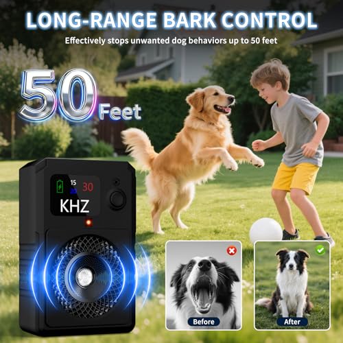 Anti Bell Gerät Hunde, 3 Modi Antibell Ultraschall Gerät, 50 Fuß Stopp Hundebell Gerät, IPX4 Wasserdichtes Anti-Bell-Mittel für Hunde das Training Großer Kleiner Hunde im Freien Innenbereich Antibell