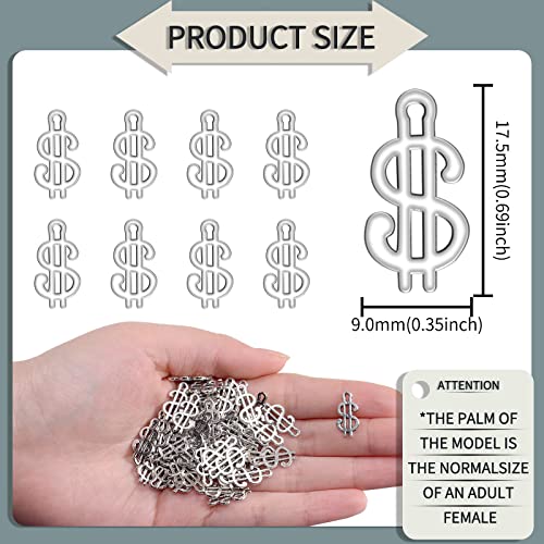 100Pcs Antique Silver Plated Dollar Sign Charms Pendant Diy Bracelets Necklace Jewelry Making Craft Wholesale 17Mmx9Mm(A052) #TOP1