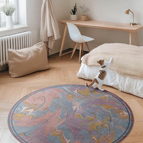 Tapis vinyle rond cuisine ø80 cm robuste déco maison intérieur - 3