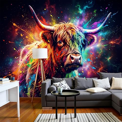 Papier peint vaches highlands pour masquer un mur vide avec style - 3