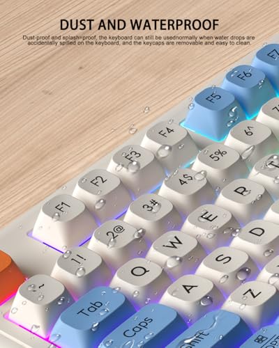 Wired Semi-Mechanical Membrane Gaming Keyboard, 98 Keys QWERTY Silent Membrane Keyboard, Multifunctional Light Mode & Volume Adjusting knob, RGB Backlit, Ergonomic, ABS Keycap, USB, Compact Design – Image 6