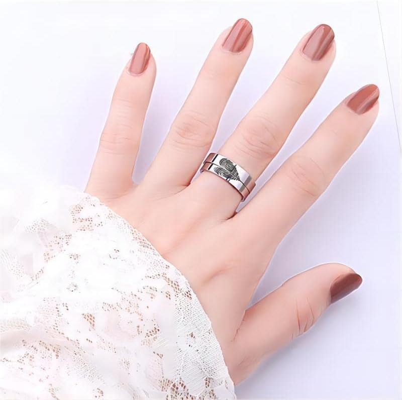 Miniatura 4 de Anillos de huellas dactilares personalizados su propio anillo con huellas dactilares Pareja Anillos Anillo de boda Anillo de boda Regalo de joyería