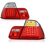 VIPMOTOZ M3 Style Red Lens Chrome Housing LED Tail Light Lamp Assembly For 2004-2006 BMW E46 LCI 3-Series Coupe, Driver & Passenger Side