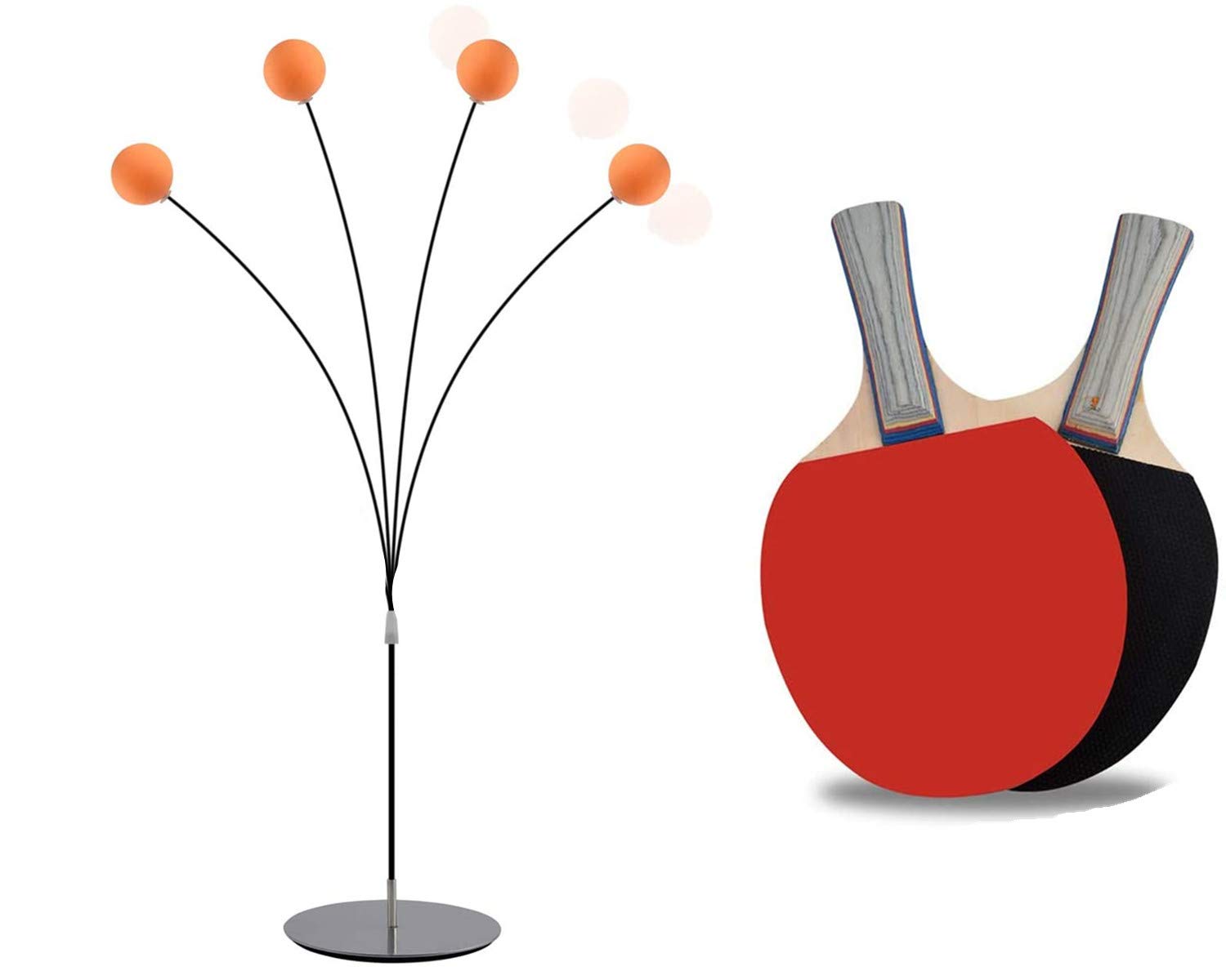 Ping Pong Balls Paddles Set Table Tennis Training Elastic Soft Shaft Equipment Trainer Practice Ball Bulk Children Adult (2 Table Tennis Paddle & 3 Ping-Pong Balls)