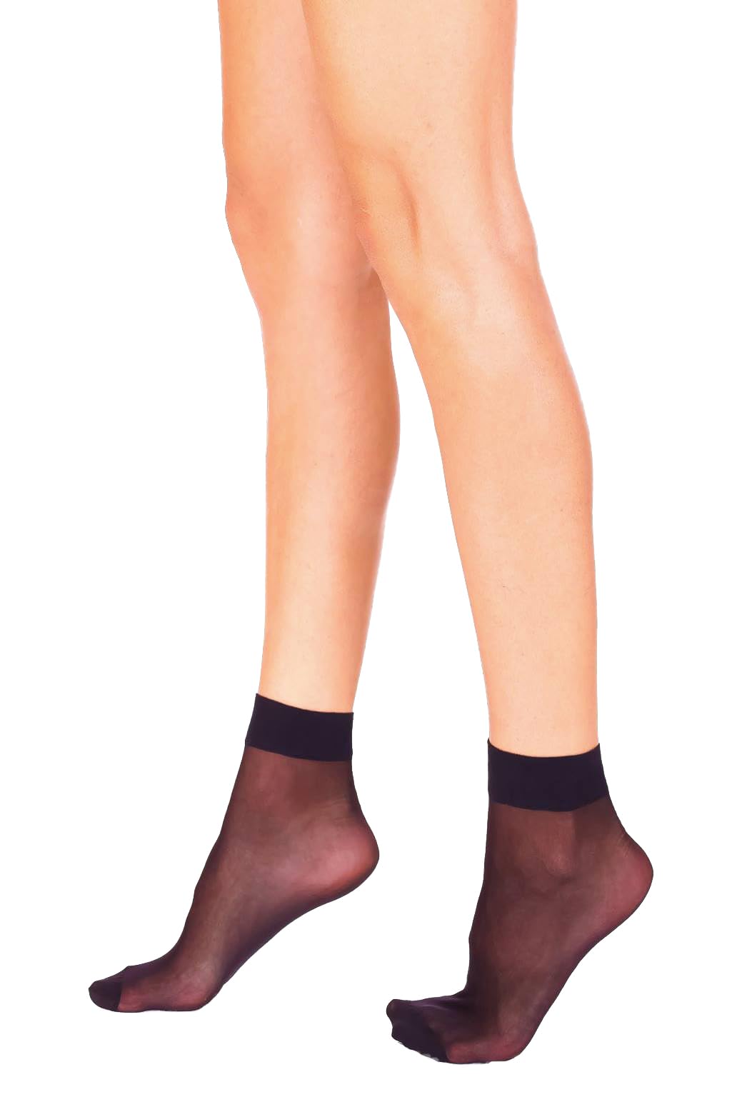Lady Sofia Women's 8 Pairs Black 8 Pairs Carrie Sheer Ankle High Pop Socks 20 Denier Anklets For (Black)