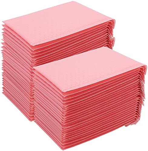 MANCHAP 50 Pack 18x23cm Pink Poly Bubble Mailers, 7 x 9 Inch Self Seal Padded Shipping Envelopes, Pink Bubble Packaging Bags Mailing Envelopes for Postal Mail Gift Wrap, Usable Sizes