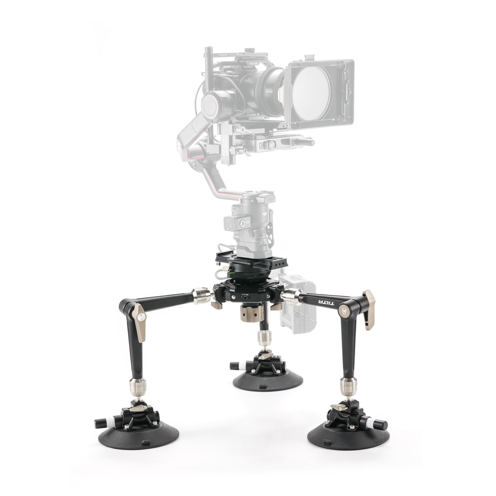 Tilta Sistema de montaje articulado Hydra para coche con ventosa de 6'' con raíl NATO, brazo articulado y placa extensora de liberación rápida Manfrotto, cargas útiles de hasta 44 lbs HDA-T11
