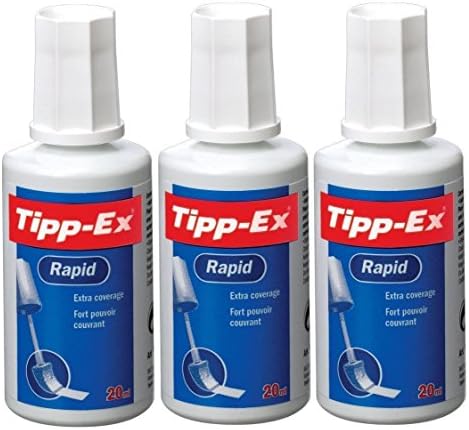 Tipp-Ex Rapid Correction Fluid Tippex Bottles Fast Dry With Brush 20ml (3 Bottles)