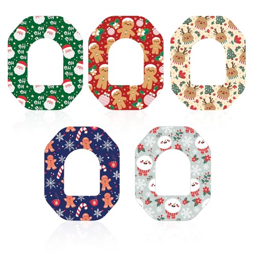 25 Piezas Impermeables Navideños Parches Adhesivos para Omnipod 5, Transpirables y Resistentes al Sudor Cubierta Sensor CGM Sobreparches Cinta Adhesiva para Omnipod 5