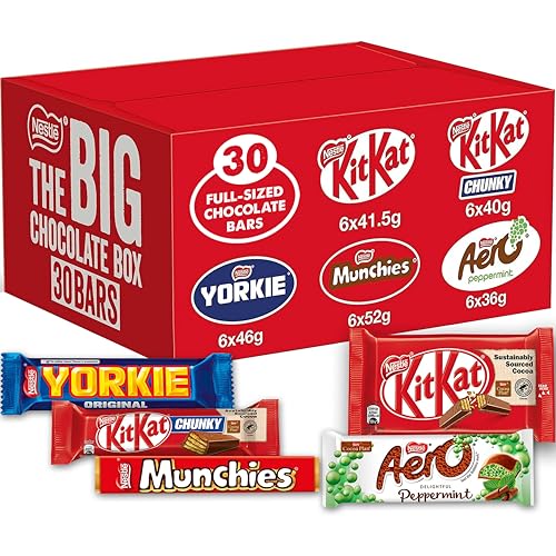 Nestlé The Big Chocolate Box, 30 x Chocolate Bars – KitKat, KitKat Chunky, Yorkie, Aero, Munchies – Sharing Gift, 1.3kg