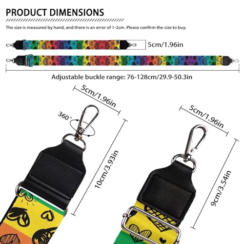 Image of TODIYADDU Colorful Heart Bag Straps Shoulder Strap Replacement Adjustable Straps Purse Extender Shoulder Strap Bag Strap Crossbody for Women Students Suitable for Handbag Computer Bag