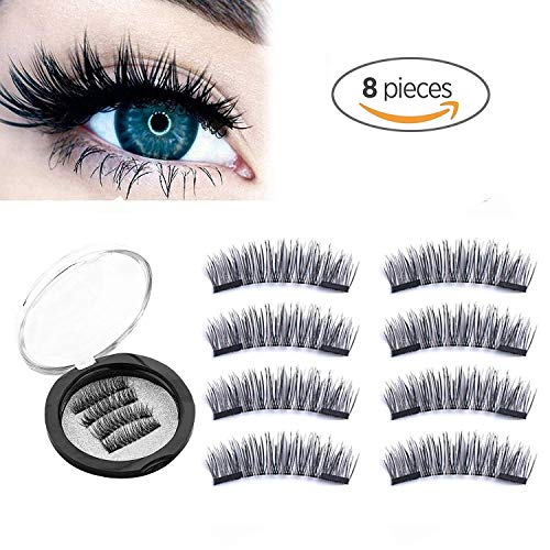 Dual Magnetic False Eyelashes - Ultra-thin 0.2mm Fake Lashes- 3D Handmade Reusable Fake Eyelashes - Ultra Soft Natural Look, No Glue, Ultra Lightweight & Long(029-8)