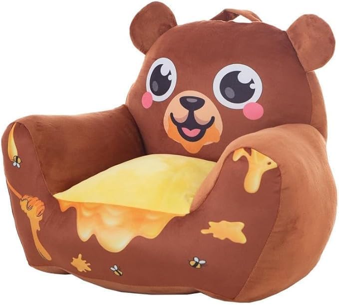 Creaciones Llopis Sillón Infantil para Niños y Niñas – Sillón Infantil Cómodo y Seguro, con Diseños de Vehículos (Osito Miel)
