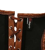 Bslingerie® Womens Black Faux Leather Straps Boned Corset with Zipper (UK 8-10 (S), Brown) - Image 4