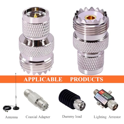 CNARIO Adaptadores UHF PL259 2Pcs Conector Macho a Hembra miniatura 6
