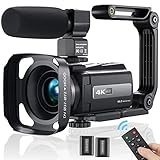 Videokamera Camcorder 4K, MELCAM Video Camcorder 30FPS für YouTube Vlogging Digitalkamera 16X Digital Zoom 3.0' IPS-Touchscreen IR Nachtsicht Camcorder mit Mikrofon,Fernbedienung,2 Batterien
