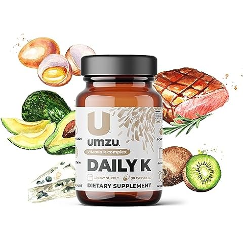 UMZU Daily K | Vitamin K Complex with K1, MK4 & MK7 | Support Bones, Cardiovascular Function, Blood Flow & Cognition w/Liquid D3 (30 Day Supply | 30 Capsules) Cover