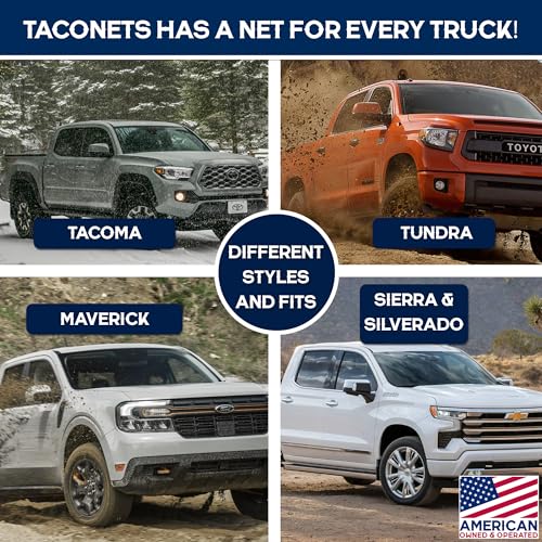 Three Pocket Cargo Net for 2005-2024 Toyota Tacoma - Patented Design - Premium Truck Bed Organizers & Storage - Grocery Holder - Designed in USA view 7