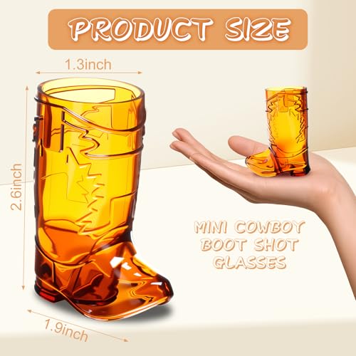 Image of Cowboy Boot Shot Glasses, 24 Pcs 1 Oz Mini Plastic Boot Cups (Brown)