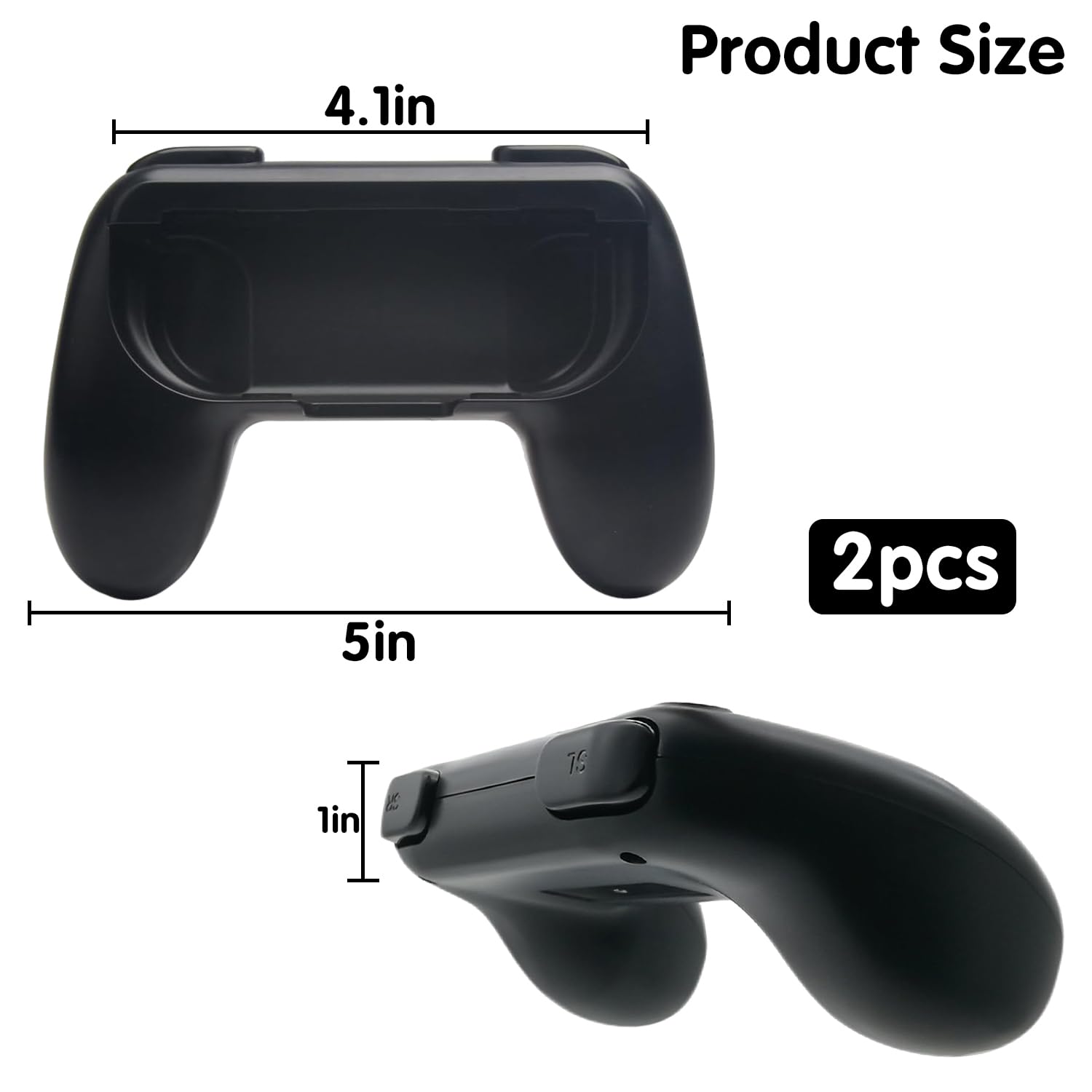 Boîtier de poignées de Jeux 2 pièces, Kit de Manettes en ABS pour Contrôleur en ABS Poignée, Noir Manette de Jeu Grips, Controller Confortable Réduisant Fatigue pour Switch