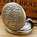 Realpoo Vintage Quartz Pocket Watch for Men, Bronze Case White Roman Digital Dial Quartz Pocket Watches for Men with Chain