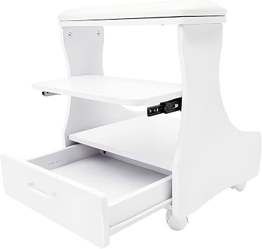 Foot Bath Stool, Modern Foot Rest Pedicure Manicure Funiture with Practical Drawer, Portable Trolley for Foot Bath w/Removable Shelf, Foot Rest Pedicure Manicure Chair for Beauty, Hair Salons White
