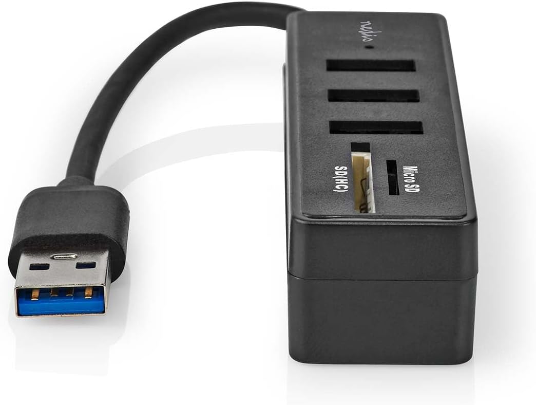 Nedis USB Hub | USB-A Male | 3X USB A Female | 5-Port Port(s) | USB 3.2 Gen 1 | Power Supply via USB | 5 Gbps | SD & MicroSD