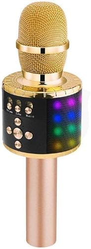 YYHSND Mikrofon Kabelloses Bluetooth-Karaoke-Mikrofon mit LED-Disco-Licht tragbarer 4-in-1-Handheld-Karaoke-Lautsprecher Mikrofon YYHSND Mikrofon Kabelloses Bluetooth-Karaoke-Mikrofon mit LED-Disco-Licht tragbarer 4-in-1-Handheld-Karaoke-Lautsprecher Mikrofon