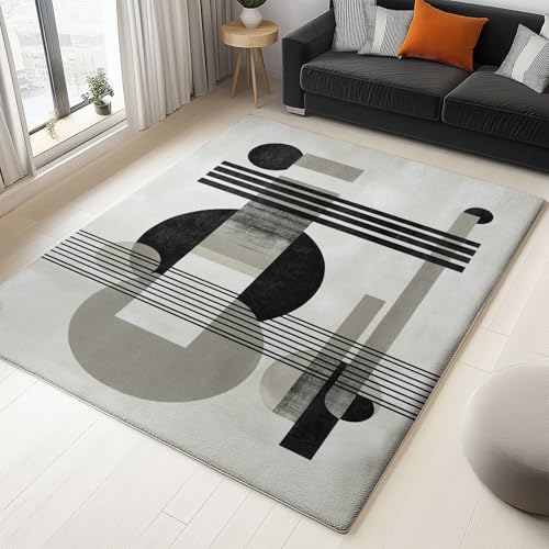 Alfombra pequeñas Antideslizante de TPR Lavables a máquina, Pelo Corto Alfombras Suave Seguro Abstracto Geométrico Gráfico Moderno Colgante, para familias con niños y Mascotas 80 x 150 cm Gris