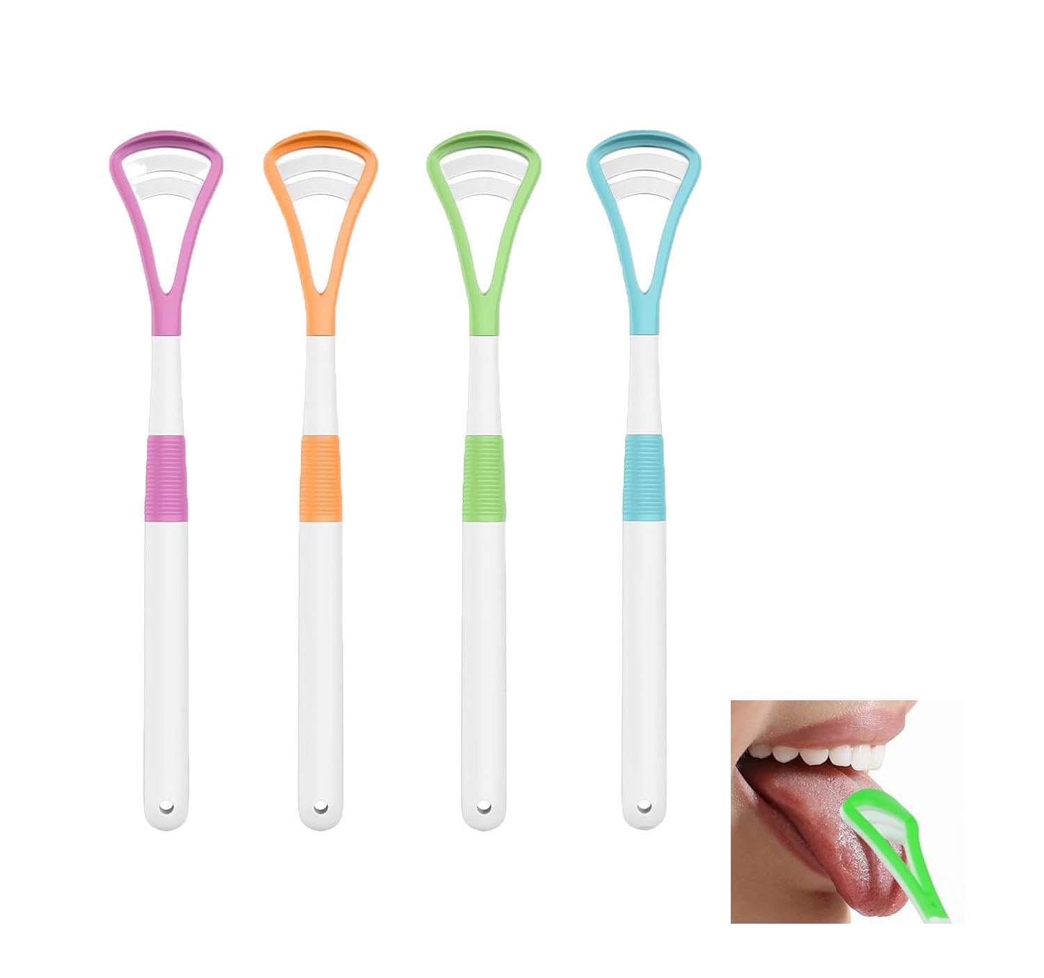 Wxinsheng Tongue Scraper Tongue Brush 4 Pack Tongue Scraper, Tongue Cleaner, Tongue Brushes Helps Fight Bad Breath