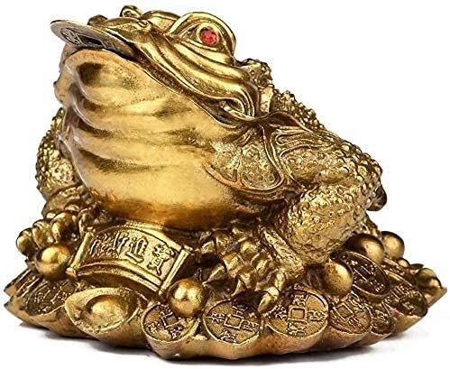 BNHY Money Frog Chinese Feng Shui with Wealth Lucky Money Frog Toad Golden Coin Ingot Statue for Prosperity Home Office Decoration Lucky Gift 0531 (Size : Small)