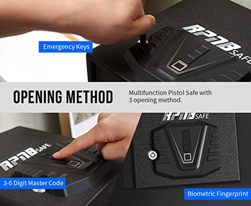 RPNB Gun Security Safe, Quick-Access Firearm Safety Device with Biometric Fingerprint & Digital Key Pad - Thumbnail 3
