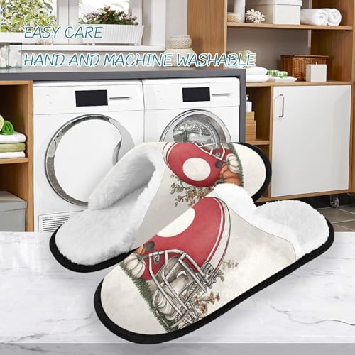 Halloween Pumpkin Baseball White Slippers For Women Men Soft Memory Foam Non-Slip Hallowmas Winter Indoor House Shoes Travel Slipper3