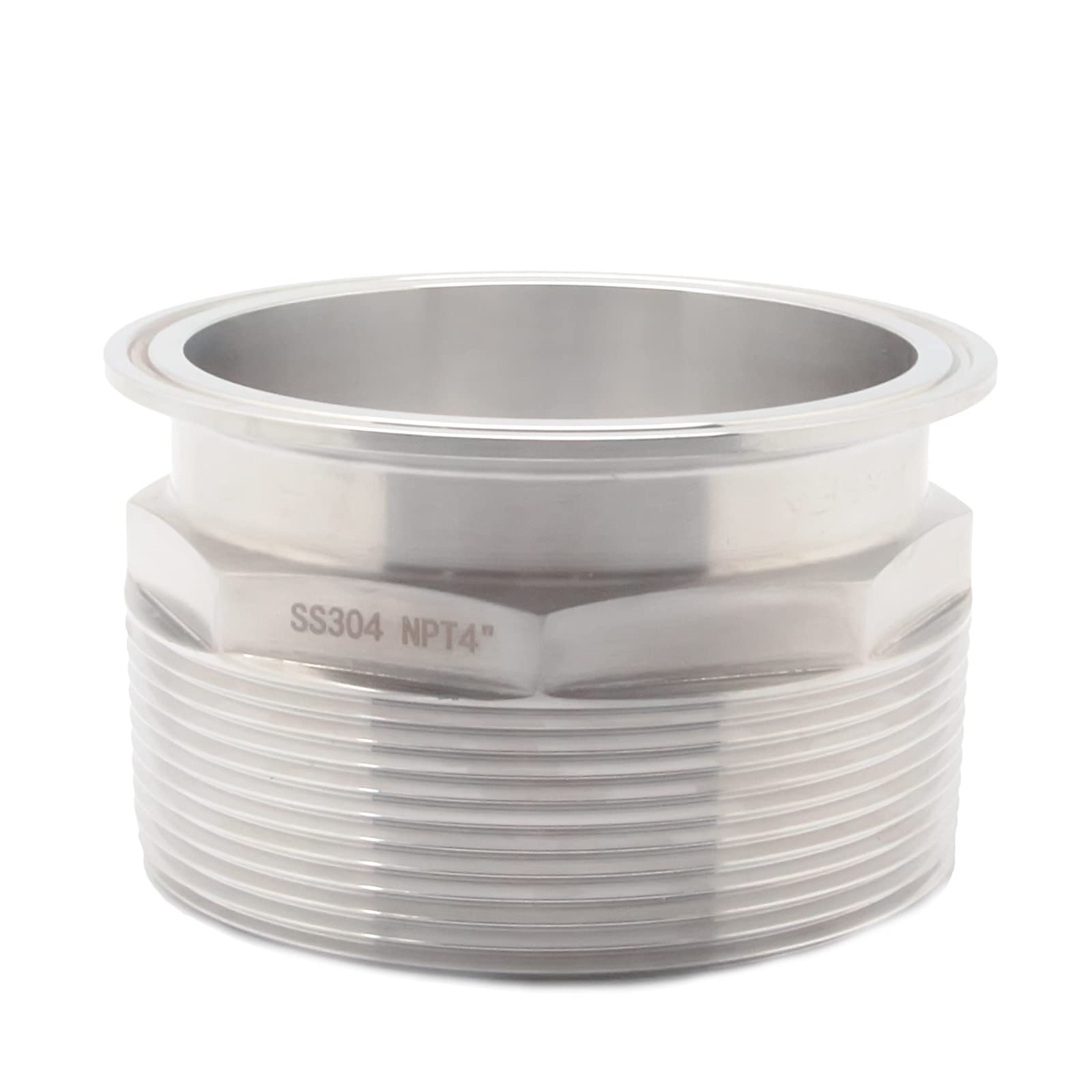 QiiMii Adaptador de abrazadera tri de 4 pulgadas a 4 pulgadas MNPT rosca virola hexagonal sanitaria