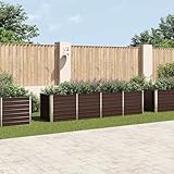 Mokuyary Hochbeet Garten Pflanzkasten Pflanzen Gemüse Blumen Kräuter Pflanzständer Braun 320x80x77cm Verzinkter Stahl