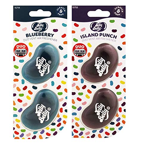 Pack Of 2 Jelly Belly Blueberry And Island Punch Mini Vent 3D Gel Duo Pack Air Freshener Car