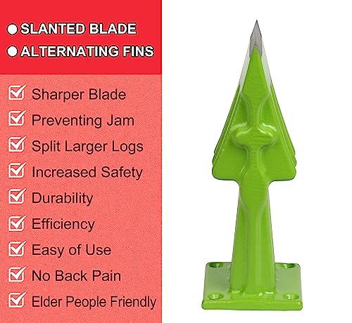 SPEED FORCE Firewood Kindling Log Wood Splitter – No Axe! Wedge Point Splits Firewood, 3 Inch Green with Safety Cover