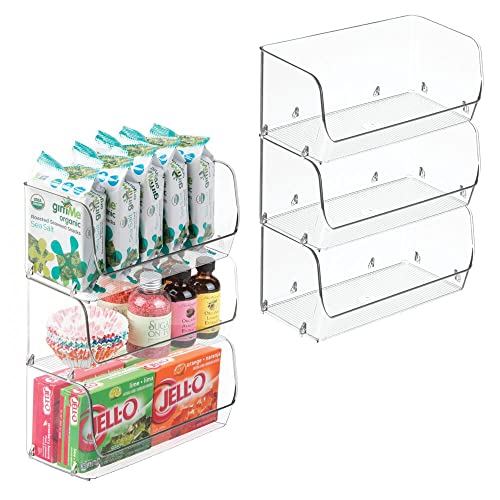 mDesign Small Stackable Plastic Food Storage Organizer Bin with Open Front for Refrigerator, Freezer, Cupboard, Cabinet, and Pantry Shelf Organization - 7