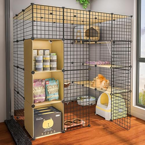 Jaula para gatos - Parque de juegos para mascotas Parque de juegos para gatos, cerca de alambre de metal portátil, jaula para animales pequeños para uso en interiores y exteriores con accesorios