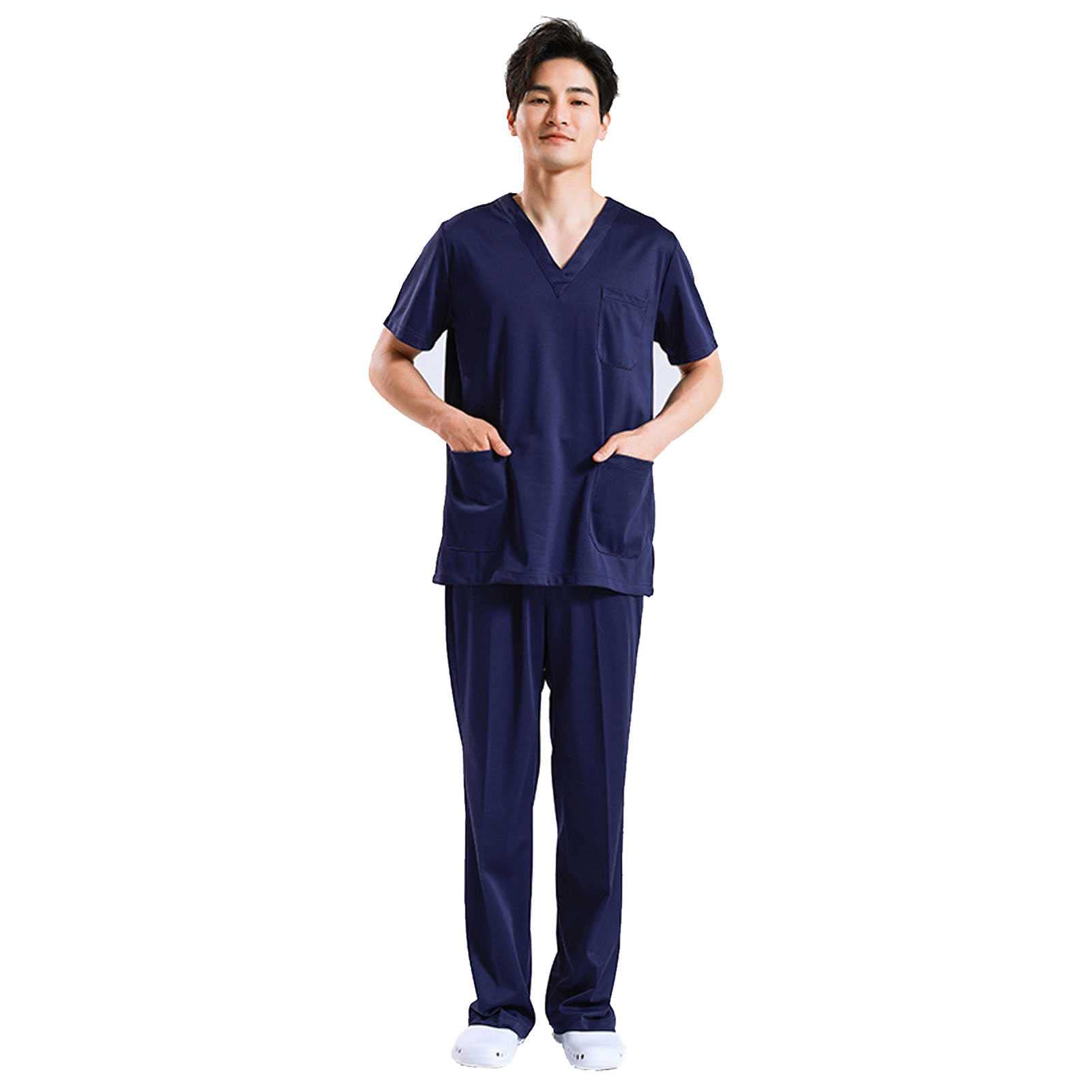 Unisex Medizinische Uniform Set mit Kasack und Hose, Pflege Berufsbekleidung, Weich und Bequem