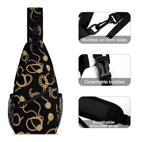 Mochila pequeña ligera con cadena dorada y correa ajustable miniatura 3