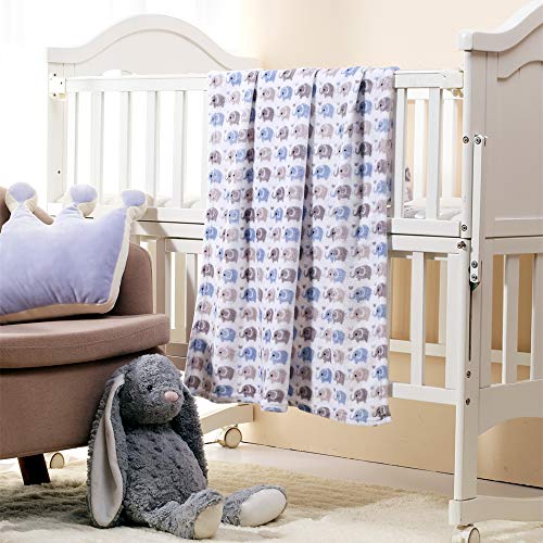 Image of CREVENT 30 inchX40 inch Cute Lightweight Silky Cozy Warm Baby Blanket for Boys Infant Toddler Newborn Unisex Crib Cot Stroller, Baby Shower, Summer Spring (Blue Elephant)