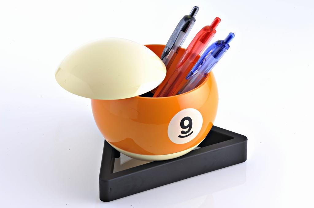 BornWinner Billiard 9 Ball Orange 8 Ball Black Pencil Vase/Pen Holder/Storage Box/Ashtray (Orange)