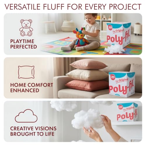 Image of Poly-Fil Fairfield Original Fiber Fill Stuffing, Premium Polyester 20lb Box